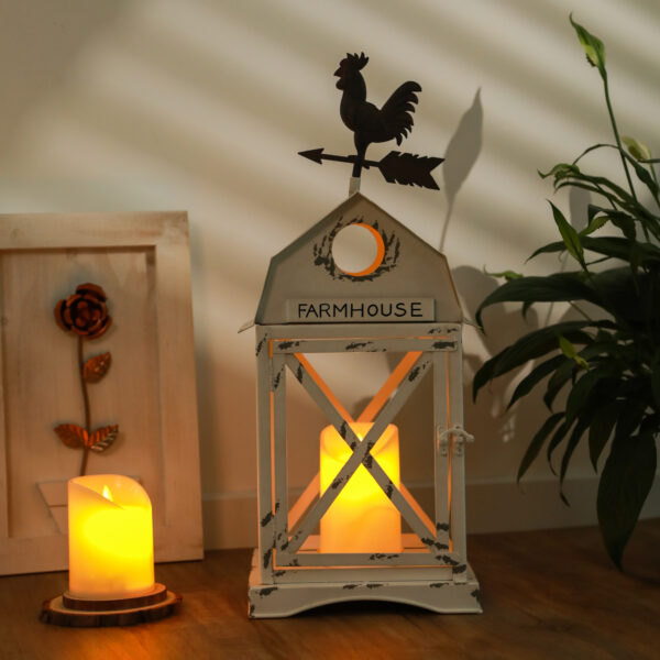 Rustic Farmhouse Rooster Weathervane Lantern